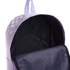 Рюкзак школьный текстильный с печатью на верхней части, 38х29х11 см, цвет сиреневый - Фото 8