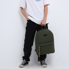 Рюкзак школьный текстильный со брелком стропой, 38х29х11 см, цвет хаки - Фото 11