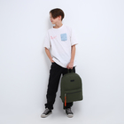 Рюкзак школьный текстильный со брелком стропой, 38х29х11 см, цвет хаки - Фото 12