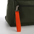 Рюкзак школьный текстильный со брелком стропой, 38х29х11 см, цвет хаки - Фото 7