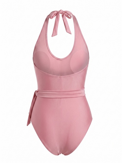 Купальник женский слитный с поясом MINAKU, размер 44, розовый