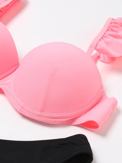Купальник раздельный женский MINAKU, розово-чёрный, размер 42