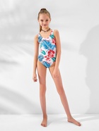 Купальник для девочки слитный MINAKU «Листья», зелёно-белый, рост 116-122 см - Фото 2