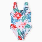 Купальник для девочки слитный MINAKU «Листья», зелёно-белый, рост 122-128 см - Фото 5