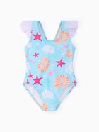 Купальник для девочки слитный MINAKU «Ракушки», голубой, рост 128-134 см - Фото 5