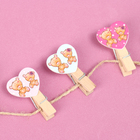 Прищепки декоративные с верёвкой для подвеса «Сердечки» набор 10 шт., 2,5 × 12,5 × 13,5 см - Фото 2
