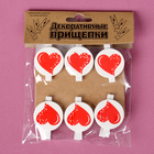 Прищепки декоративные «Сердечки» набор 6 шт., 2 × 11,5 × 16 см - Фото 5