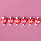 Прищепки декоративные «Сердечки с бантиком» набор 6 шт., 2 × 11,5 × 16 см - фото 294424494