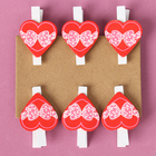 Прищепки декоративные «Сердечки с бантиком» набор 6 шт., 2 × 11,5 × 16 см - Фото 4
