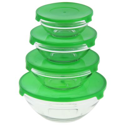 УЦЕНКА Набор салатников с крышками 4 шт: 130/200/350/500 мл "Классика" ЦВЕТ МИКС