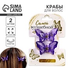 Краб для волос в форме бабочек «Самой волшебной», 2 шт., 4 х 3 х 2.5 см - Фото 1