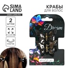 Краб для волос в форме бабочек «Dream», 2 шт., 4×3×2.5 см - Фото 1