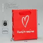 Пакет подарочный ламинированный вертикальный, упаковка, «Я тебя люблю», S 12 х 15 х 5.5 см - фото 320964183