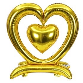 Шар фольгированный 36" «Сердце», на подставке, золото, под воздух