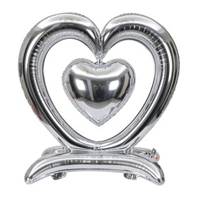Шар фольгированный 36" «Сердце», на подставке, серебро, под воздух