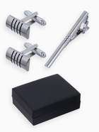 Набор мужской стальной «Запонки + Зажим для галстука» квартет, цвет серебро - Фото 1