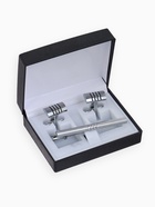 Набор мужской стальной «Запонки + Зажим для галстука» квартет, цвет серебро - фото 60939924