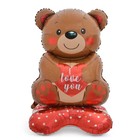 Воздушный шар фольгированный 55" «Медведь с сердцем», на подставке - Фото 2