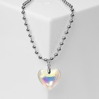 Колье «Сердце» большое, цветное в серебре, 40 см - фото 23539025