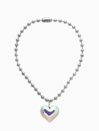 Кулон «Сердце» большое, цветное в серебре, 40 см - Фото 1