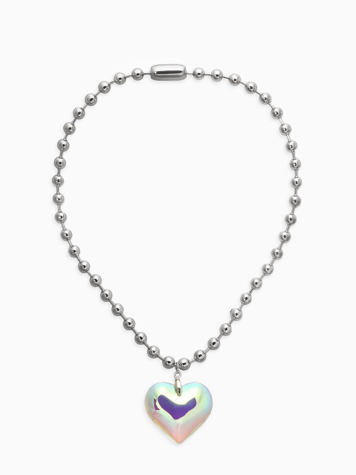 Кулон «Сердце» большое, цветное в серебре, 40 см - Фото 1