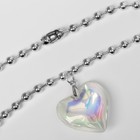 Колье «Сердце» большое, цветное в серебре, 40 см - фото 8800251