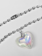 Кулон «Сердце» большое, цветное в серебре, 40 см 10105394