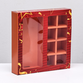 Коробка под 8 конфет + шоколад, с окном, 