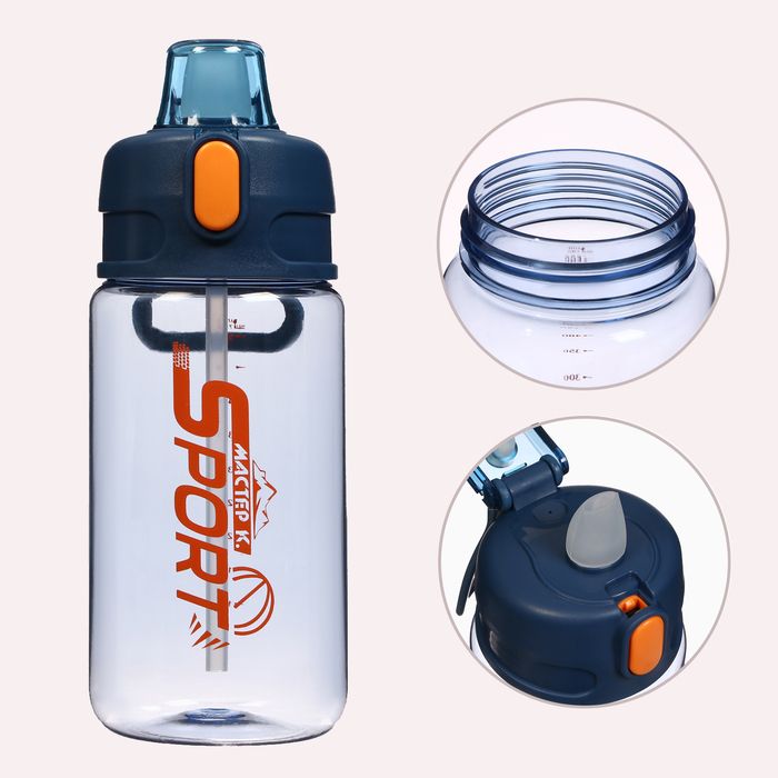 Бутылка для воды SPORT, 600 мл, 21×7.9×6.7 см, синяя - Фото 1