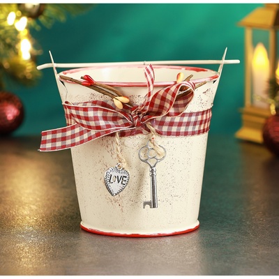 Кашпо «Ведерко Рустад», 10×10×9.5 см, бежевое