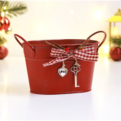 Кашпо «Ведерко Рустад», 14×11×9 см, красное