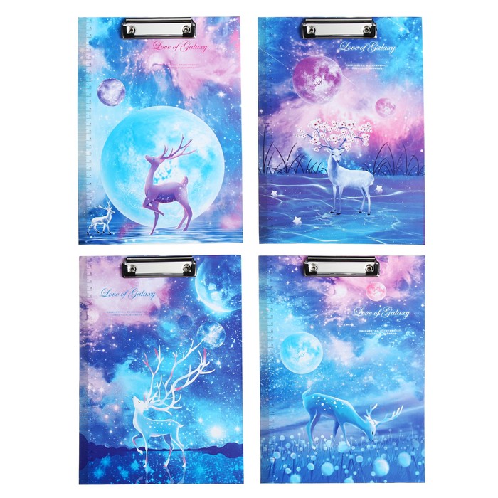 Планшет с прижимом формат А4 картон «Космос», МИКС - Фото 1