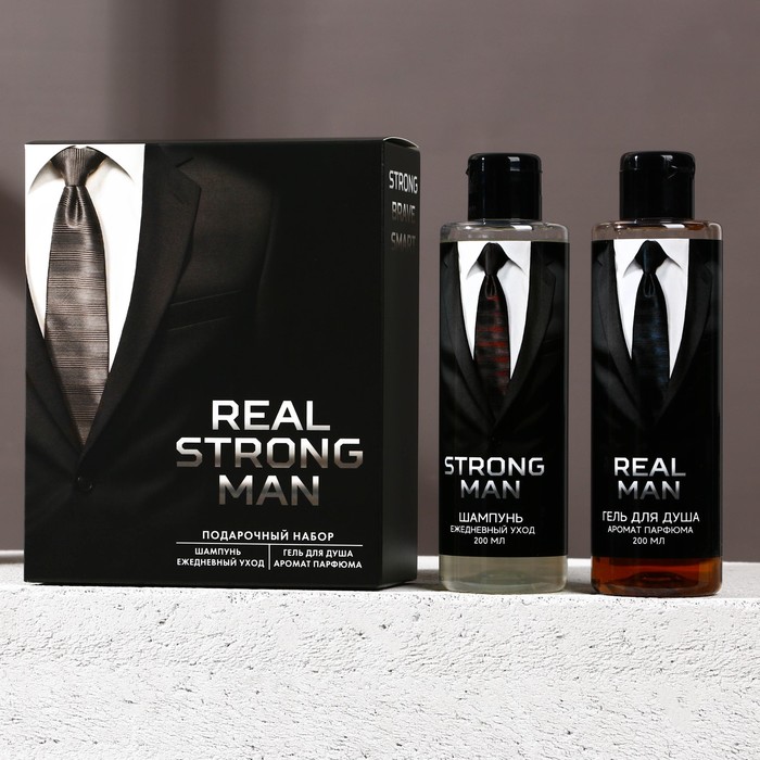 Подарочный набор косметики REAL STRONG MAN, гель для душа 200 мл и шампунь для волос 200 мл, HARD LINE