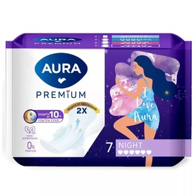 Прокладки Aura Premium Night, 7 шт