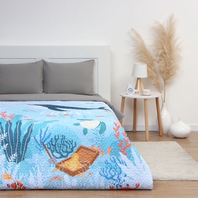 Покрывало 1.5-спальное «Этель» Under the sea, 145×210±5 см, микрофибра