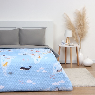 Покрывало 1.5-спальное «Этель» Around the world, 145×210±5 см, микрофибра