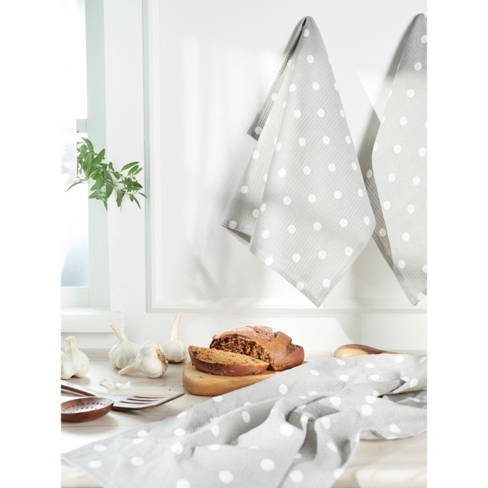 Набор полотенец кухонных Grey Polka Dot, размер 45x60 см, цвет серый