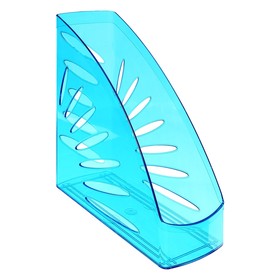 Лоток для бумаг вертикальный СТАММ "Тропик", тонированный голубой, ширина 110мм