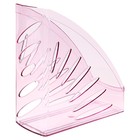 Лоток для бумаг вертикальный СТАММ "Тропик", тонированный розовый, ширина 110мм - фото 8734019