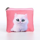 Кошелек детский текстильный "Котик", 11х9х0,5 см, цвет розовый - фото 9862369