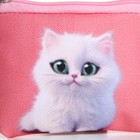 Кошелек детский текстильный "Котик", 11х9х0,5 см, цвет розовый - фото 9862370