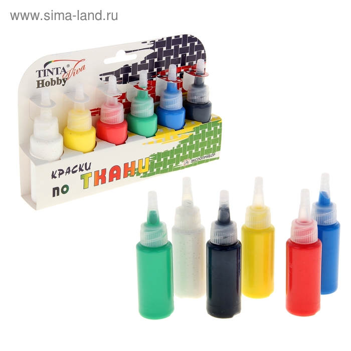 Краска для ткани акриловая Tinta Viva, набор 6 цветов x 27 мл - Фото 1