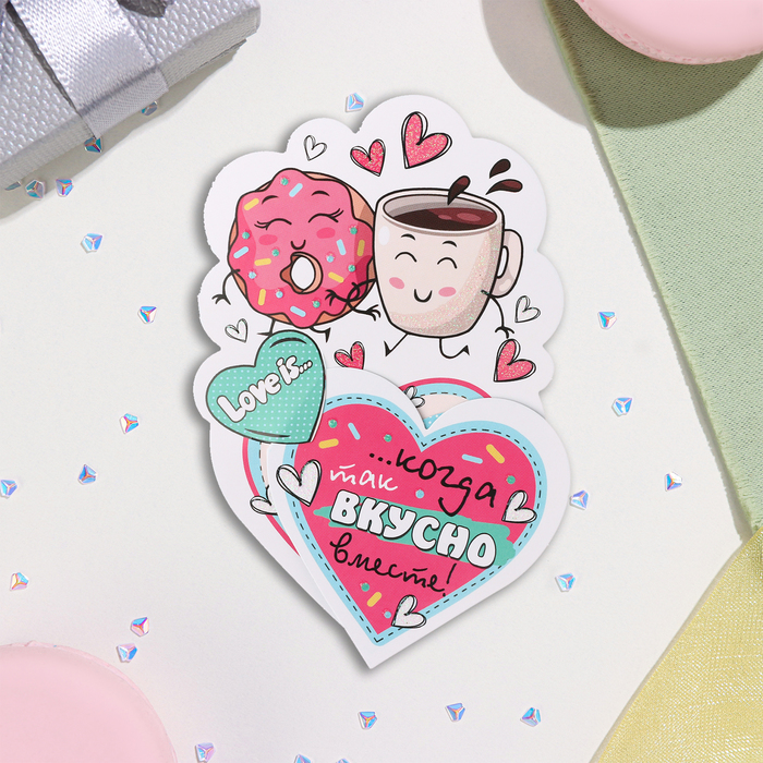 

Мини-открытка "Love is" глиттер, 10х13,5 см
