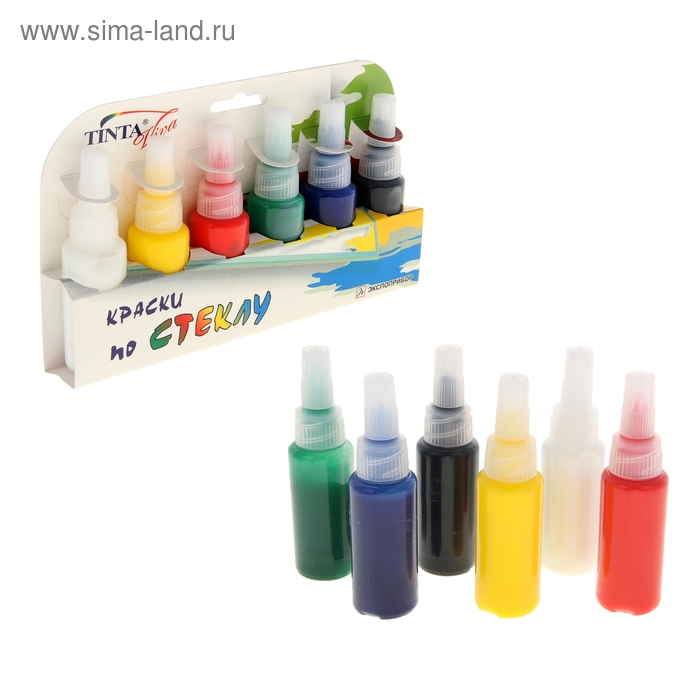 Краска по стеклу акриловая, витражная, набор 6 цветов по 27 мл Tinta Viva - Фото 1