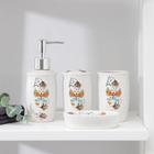 Набор аксессуаров для ванной комнаты Долян «Осенняя бабочка», 4 предмета (дозатор 250 мл, мыльница, 2 стакана), цвет белый - фото 8401940