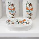 Набор аксессуаров для ванной комнаты Долян «Осенняя бабочка», 4 предмета (дозатор 250 мл, мыльница, 2 стакана), цвет белый - Фото 2