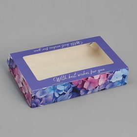 Кондитерская упаковка, коробка с ламинацией «Гортензия», 20 х 12 х 4 см