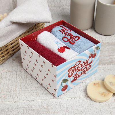 Салфетки махровые «Этель» Cherry, 3 шт., 30×30 см, хлопок 100%