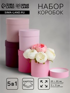 Набор круглых подарочных коробок 5 в 1 «Весенний», 20×20 - 11×11 см - Фото 1