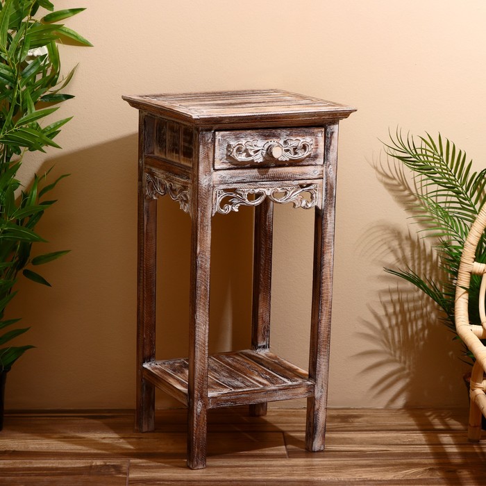 Тумба «Старый Бали», 40×40×80 см, дерево албезия, светло-коричневая - Фото 1